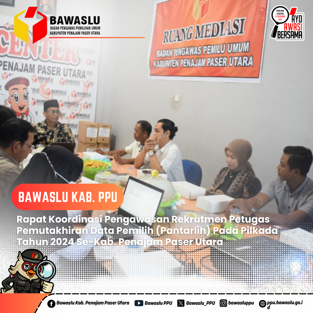 Bawaslu PPU Lakukan Rapat Koordinasi Pengawasan Rekrutmen Pantarlih