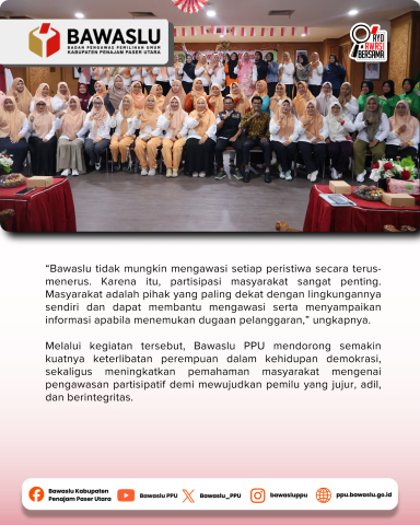 Bawaslu PPU Dorong Penguatan Partisipasi Perempuan dalam Politik dan Pengawasan Pemilu 