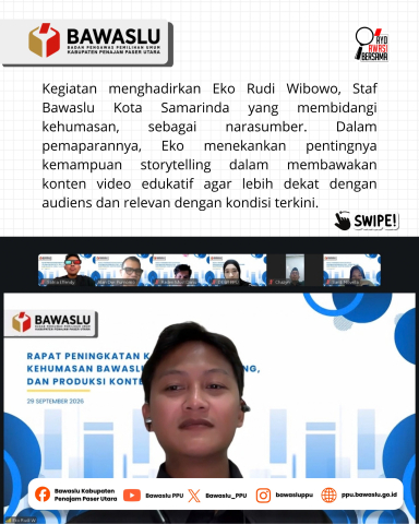 Bawaslu PPU Tingkatkan Kapasitas Kehumasan melalui Storytelling dan Produksi Konten Edukatif