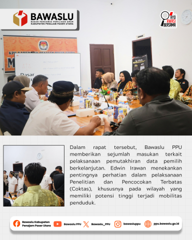 Bawaslu PPU Awasi Rapat Pleno PDPB Triwulan III Tahun 2026