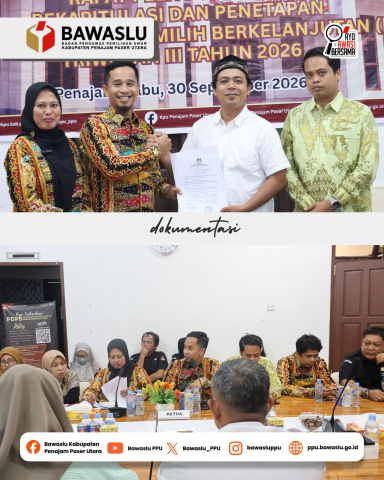 Bawaslu PPU Awasi Rapat Pleno PDPB Triwulan III Tahun 2026